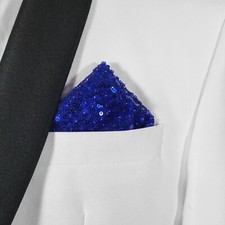 NEW - Men's Sequin Pre-Folded Pocket Square Insert - Royal Blue
