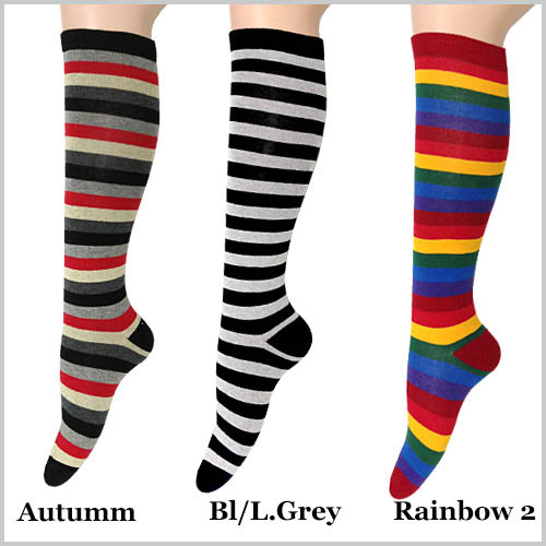 Premium Cotton Stripe Knee High Socks - Girls Ladies Cheerleader Womens Size 2-8 - Picture 5 of 33