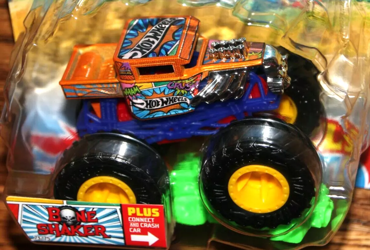 2022 HOT WHEELS MONSTER TRUCKS ORANGE BONE SHAKER WITH GIANT WHEELS 1:64  NEW