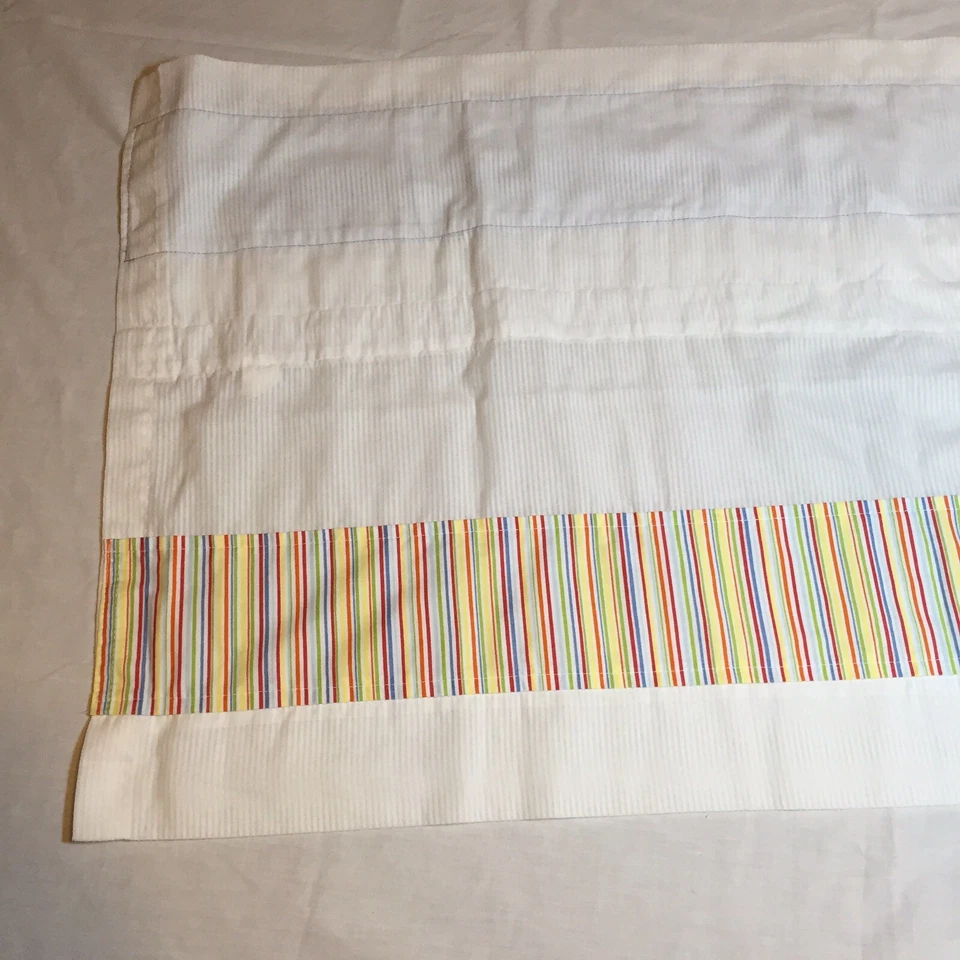 Juego de 4 cortinas de campo a rayas verdes azules amarillas rojas paneles cenefas Foto 3 de 4