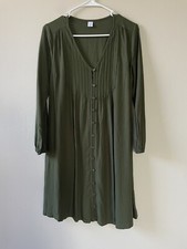 Old Navy Women’s Size XS Dress Green Long Sleeve V Neck Button Up Fall Dress