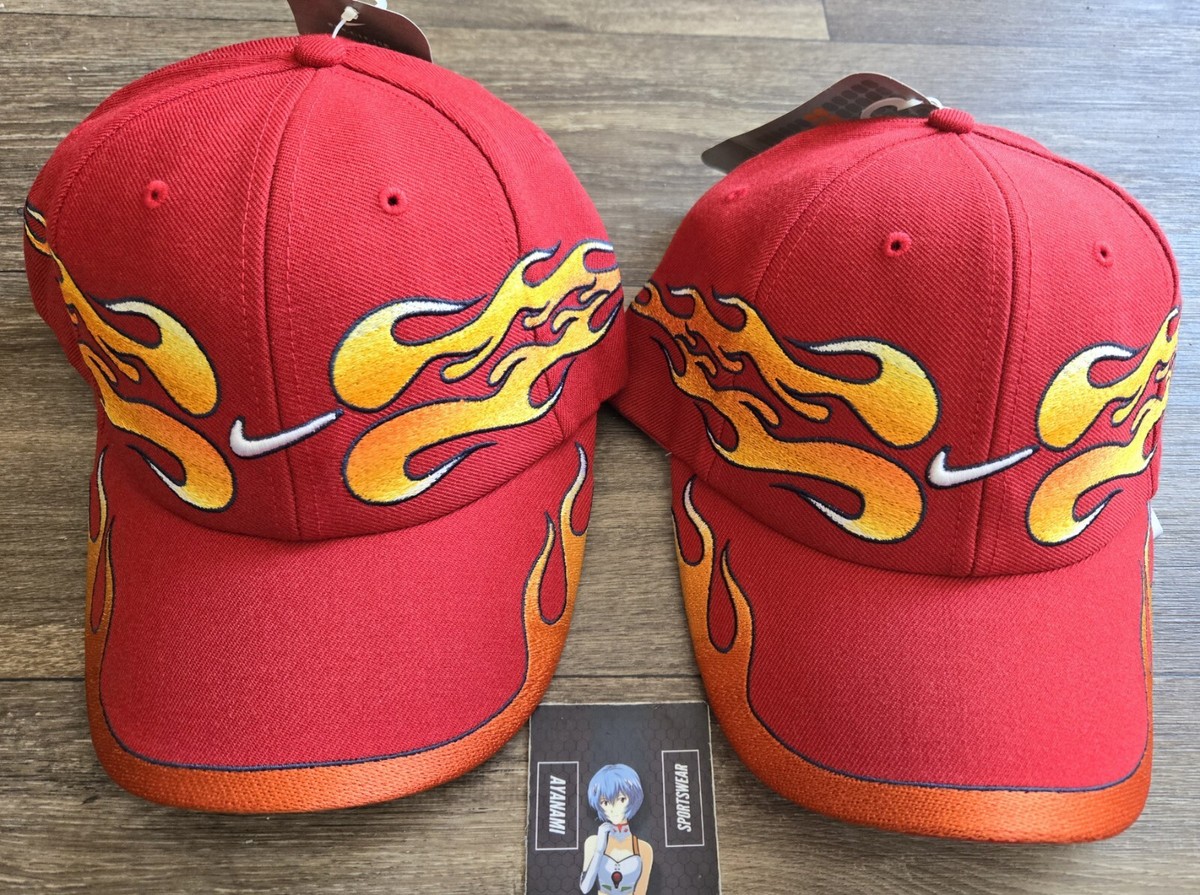 NWT Nike Swoosh Flames Strapback Hat Red Vintage Y2K Rare | eBay