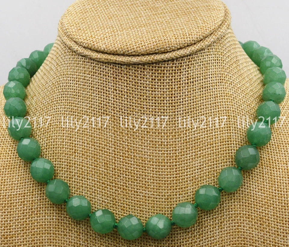 Collar de cuentas gemas redondas de aventurina facetadas de 12 mm broches de amor de plata tibetana 18" Foto 3 de 4