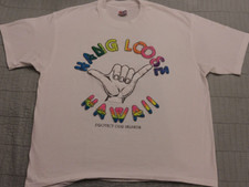 Vtg XL Hang Loose Hawaii Protect Our Islands Textured Single Stitch T Shirt