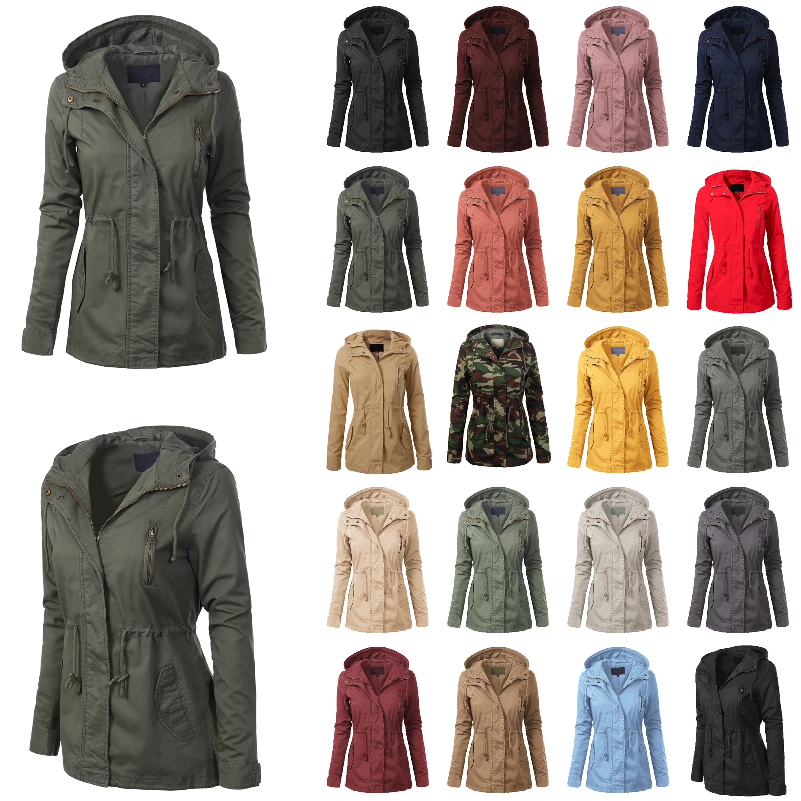 MixMatchy Casual Lightweight Military Safari Anorak Utility Hoodie Jacket
Opens in a new window or t