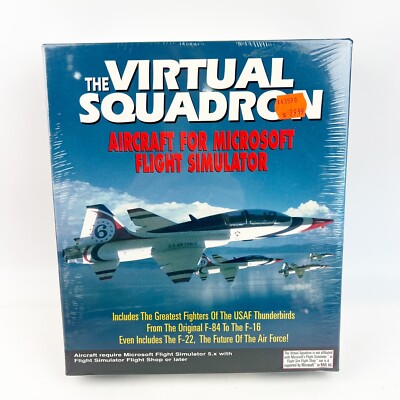 NEW Vtg Virtual Squadron CD-ROM Windows 95 Thunderbirds Flight Simulator Sealed