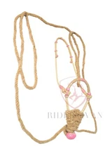 Western Bosal 40 Plait, Natural & Pink Rawhide Bosal Set, Horse Hair Mecate Rein