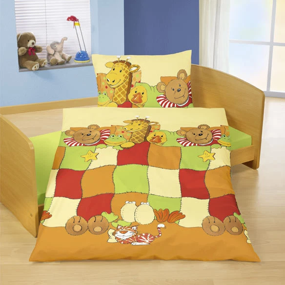 Bierbaum Babybettwäsche Giraffe Bär Frosch Renforce 40x60 100x135 cm neu