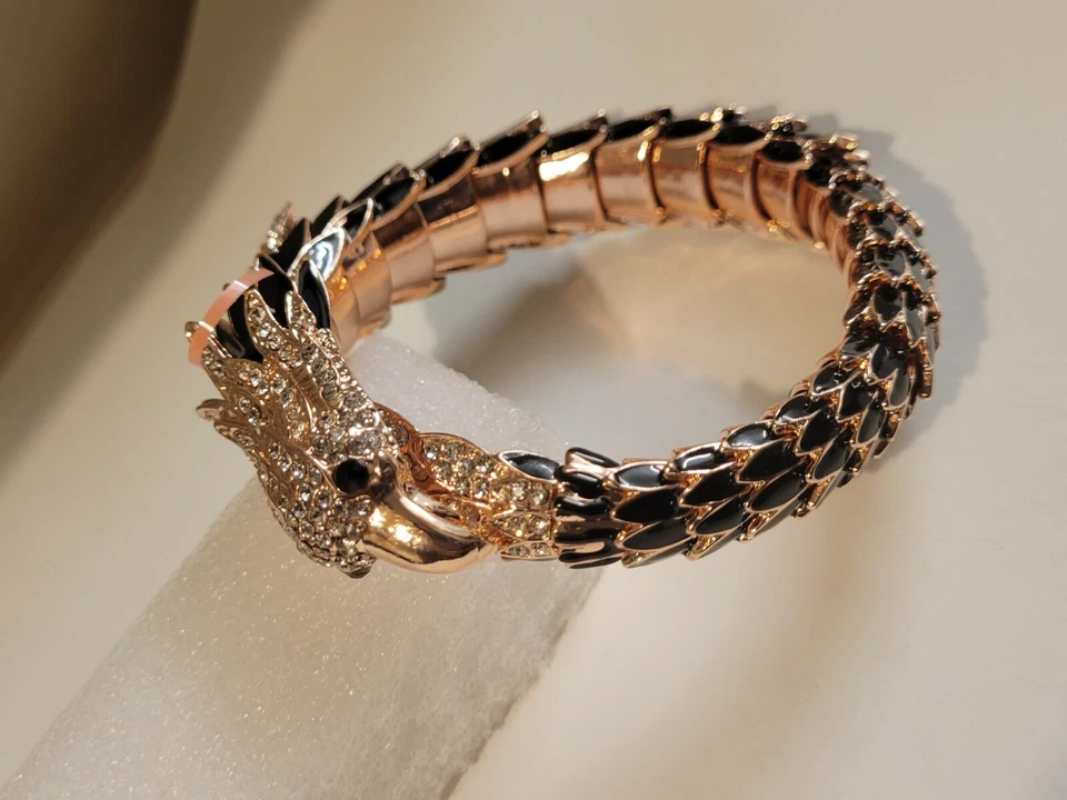 Austrian Crystals Enamel Eagle Bangle Bracelet 7" - Image 2 of 4