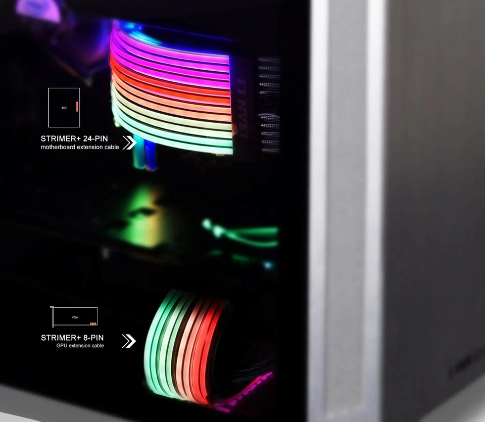 24-Pin 8-Pin LED Power Extension Cable Addressable RGB 300mm RBW ATX DIY PC Case - Image 2 of 4