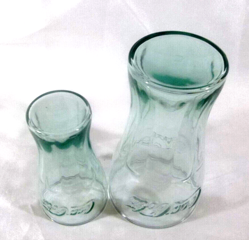 Green Tint Coke Contour 16 oz and 6 oz Glasses Embossed with "Coke"/"Coca Cola" - Picture 6 of 7