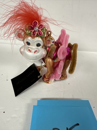 Robert Stanley Party Monkey Chimpanzee Tutu Ballerina Blown Glass Ornament 5" - Picture 10 of 12