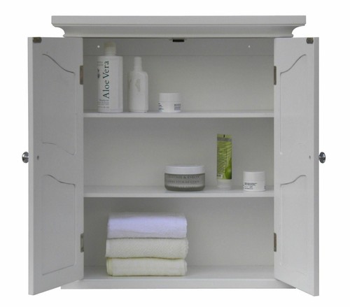 Organizador de gabinete de medicina de madera blanca estante de almacenamiento puertas de baño montaje en pared - Imagen 4 de 4