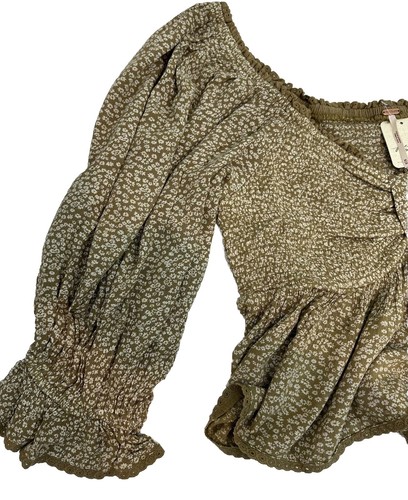 FREE PEOPLE Women’s Brittnee Printed Crop Top Tropical Nut Sz Medium New - Bild 4 von 17