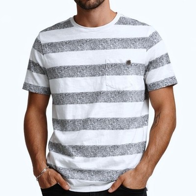 Indicode T-Shirt Mens XL Grey Striped Pocket Tee Nautical Scandi, Streetwear New