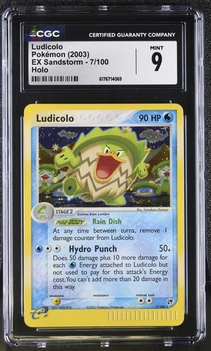CGC 9 MINT Ludicolo 7/100 EX Sandstorm Holo Swirl Pokemon Card