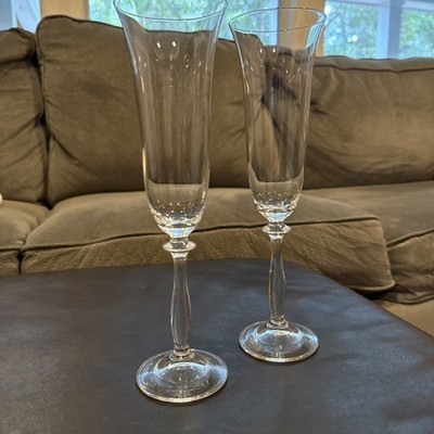 Bohemia Pattern Angela Ctystal/Crystalex clear Champagne Flutes Set of 2