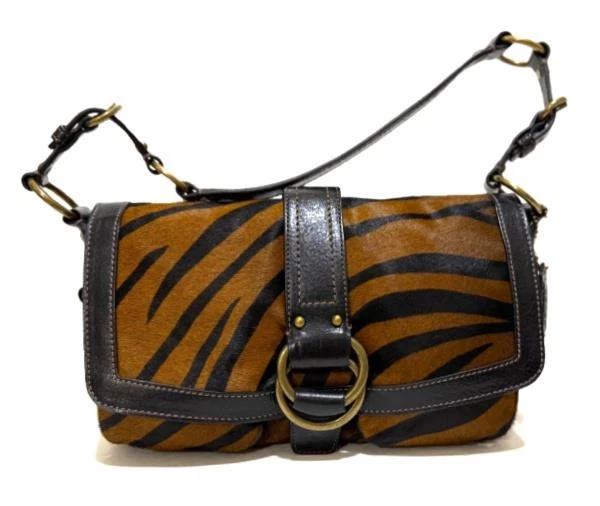 RARE COACH LTD Y2K CHELSEA FIELD POCKET HAIRCALF ZEBRA STRIPE PURSE BAG 8A62 WOW