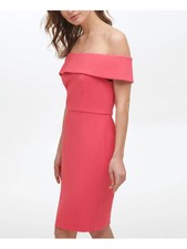 Calvin Klein Women's 4P Coral Off-The-Shoulder Sheath Dress