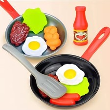 Pretend Play Kitchen Cookware Set with Plastic Food and Utensils