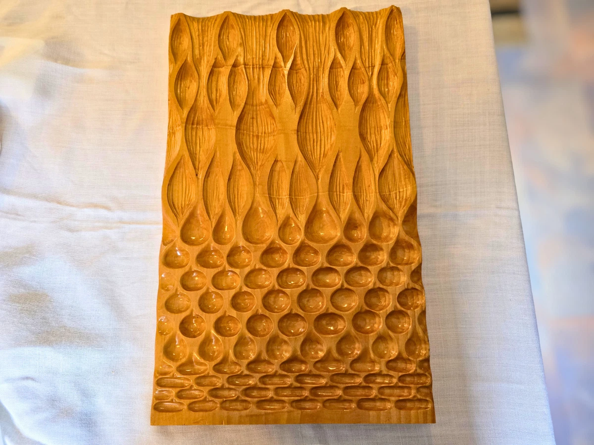Vintage Mid Century Modern Cherry Wood Panel - Hand Carved Abstract Art