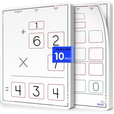 Multiplication Practice 9"x12" Small White Board Dry Erase Sheets Math Manipu...