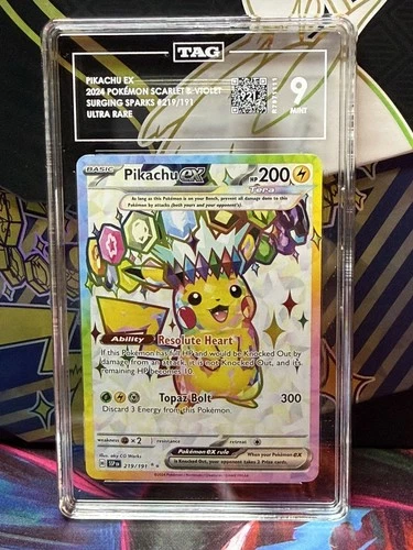 Pikachu ex 219/191 - Pokémon Scarlet & Violet Surging Sparks TAG 9 Mint