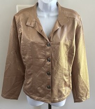 NWT  Chico's Sleek Shine Gold Garrick Jacket Ladies Sz 2 Button Front Lined