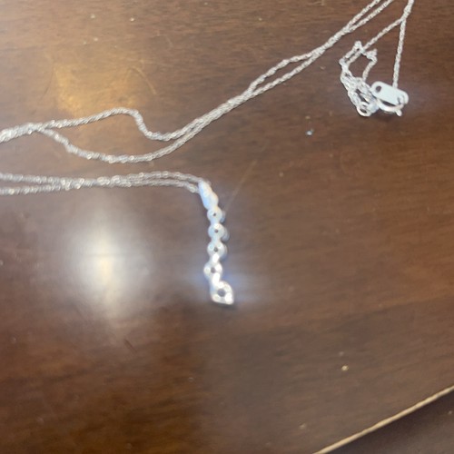 Kay Jewelers 10k White Gold 7 Lab grown diamonds Journey Pendant Chain Necklace - Picture 4 of 8