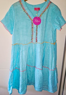 Believe Damen Kleid Italy Kurzarm Kurz, Mint V-Ausschnitt, Boho M, Free Size - Bild 1 von 3