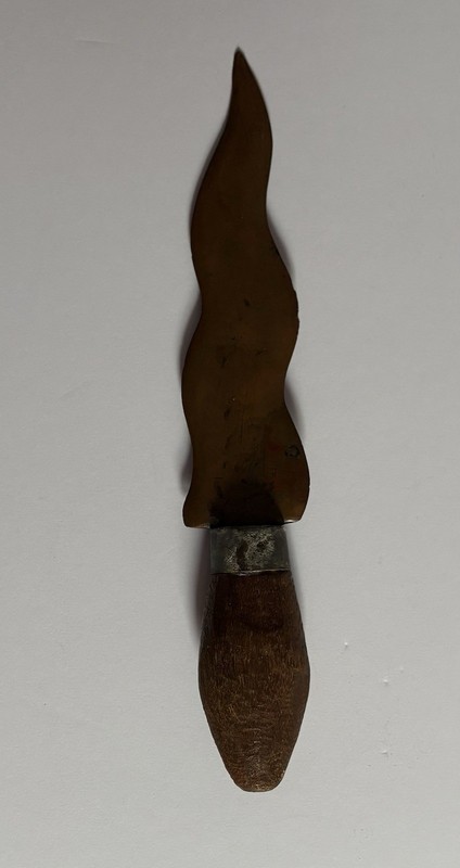 Vintage Moro Gunong Dagger Project Piece - Wavy Brass Blade As-Is For Repair