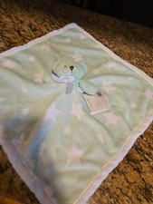 BabyGear Lovey Teddy Bear Green White Stars Security blanket