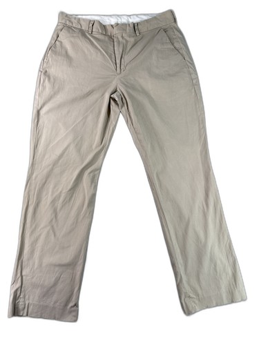EXPRESS Chino Pants 34 34/32 Beige Cotton Spandex Flat Front Regular Fit Slim