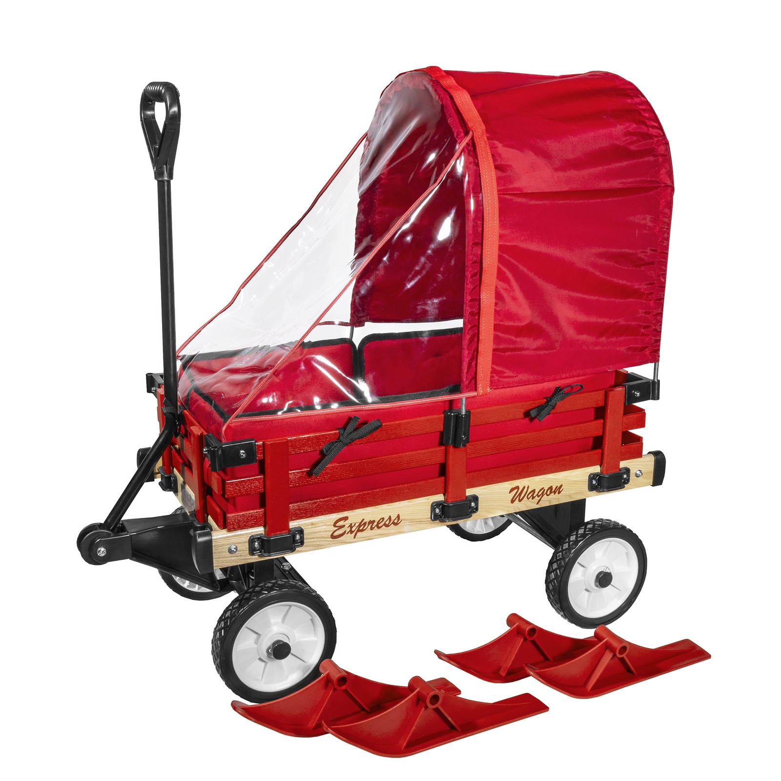 Millside Industries Wood Wagon with Sleigh Runners, Pads & C
