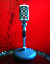 Vintage 1950's Astatic 77A / 77 Dynamic cardioid microphone w Atlas stand  3