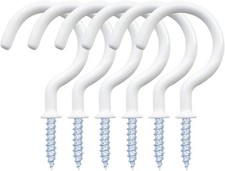 12 Pack Vinyl Coated Ceiling Hooks,Screw-in Mug 1-1/4 Inch, White