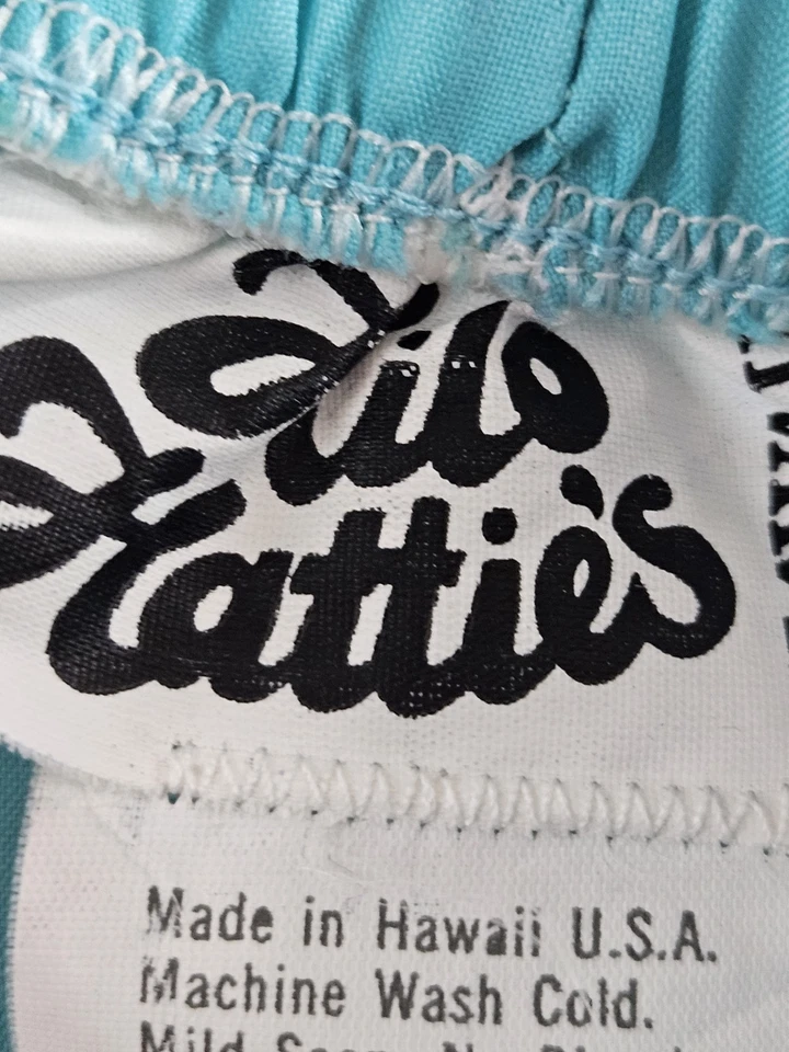 Vestido Hilo Hattie Para Mujer Mediano Azul Aqua Hawaiano Sin Tirantes Hawaiano De Colección Años 80 Foto 3 de 4