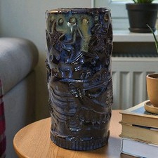 Handmade Ceramic Vase Studio Art Pottery Abstract Brutalist Textured Glaze 7.5