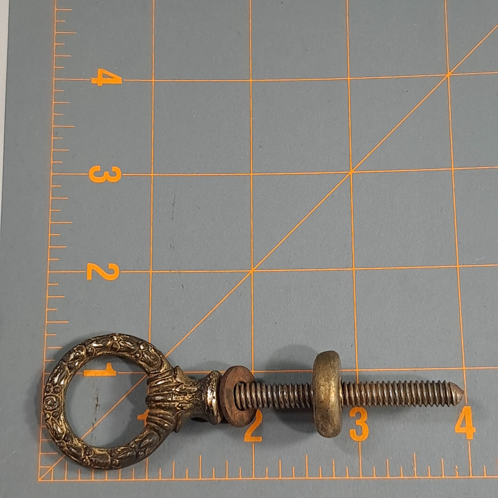 Victorian style Ornate Brass & Steel Cheval Mirror Mount Set Bolts Screws wreath