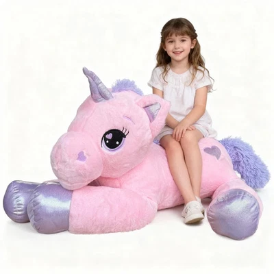 120cm Plush Unicorn Teddy Stuffed Toy Large Cuddly Companion Ideal Birthday Gift - Image 1 of 4