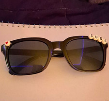 Women&rsquo;s Square Sunglasses Black Plastic Frame Gray Tinted Plastic Lenses #homema