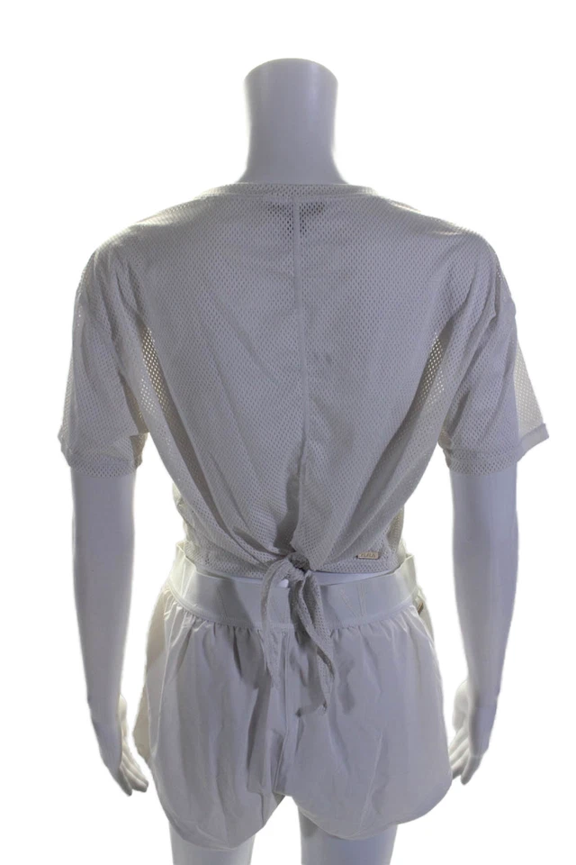 Conjunto de pantalones cortos ALALA para mujer forrados con textura atada transparente ropa deportiva talla blanca Foto 4 de 4