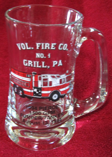 Grill PA Pennsylvania Volunteer Fire Co No 1 Glass Mug 1994 Firetruck