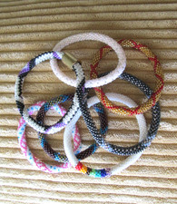 7 PCS NEPAL Glass Seed Bead Handmade Beaded Crochet Roll On Bracelets