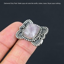 February Star Amethyst Stone Statement Boho Ring Jewelry Size 9 Sterling Silver