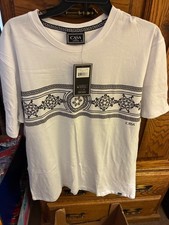 262 NWT CASA MODA COUTURE KNIT TEE XL MENS WHITE /BLACK DESIGN