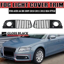 Pair For Audi A4 B8 09-12 RS4 Style Honeycomb Mesh Fog Light Grill Grille Cover