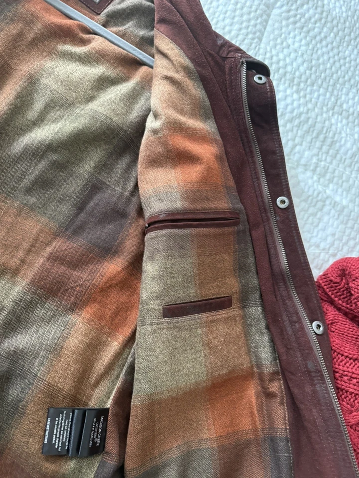 Chaleco Madison Creek Outfitters para Hombres Talla XL Marrón Gamuza Acolchado Cuero Borde Foto 4 de 4