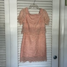 Crochet lace peach dress ladies size medium