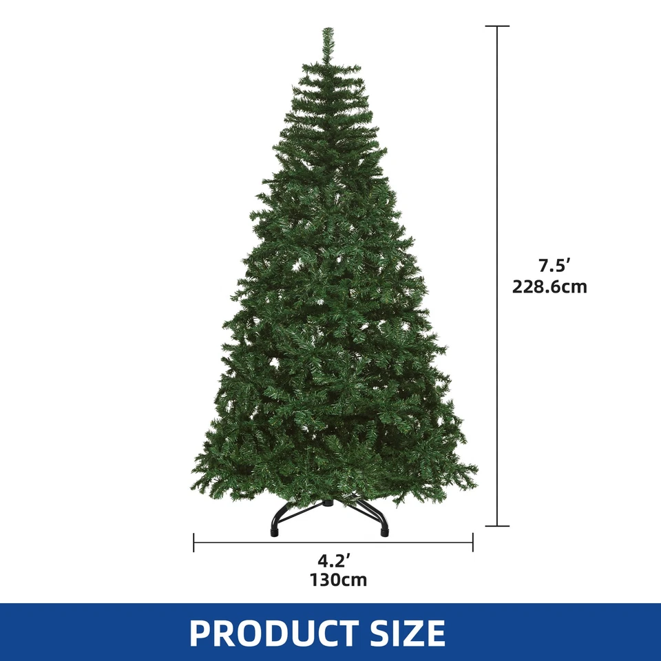 7.5ft Green Pre-Lit Spruce Artificial Hinged Christmas Tree w/ 1450 Branch Tips - Image 2 of 4